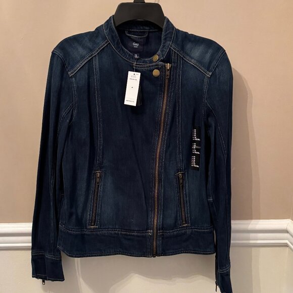 GAP Dark Denim Women's Zip JEAN JACKET in size M - Picture 1 of 3